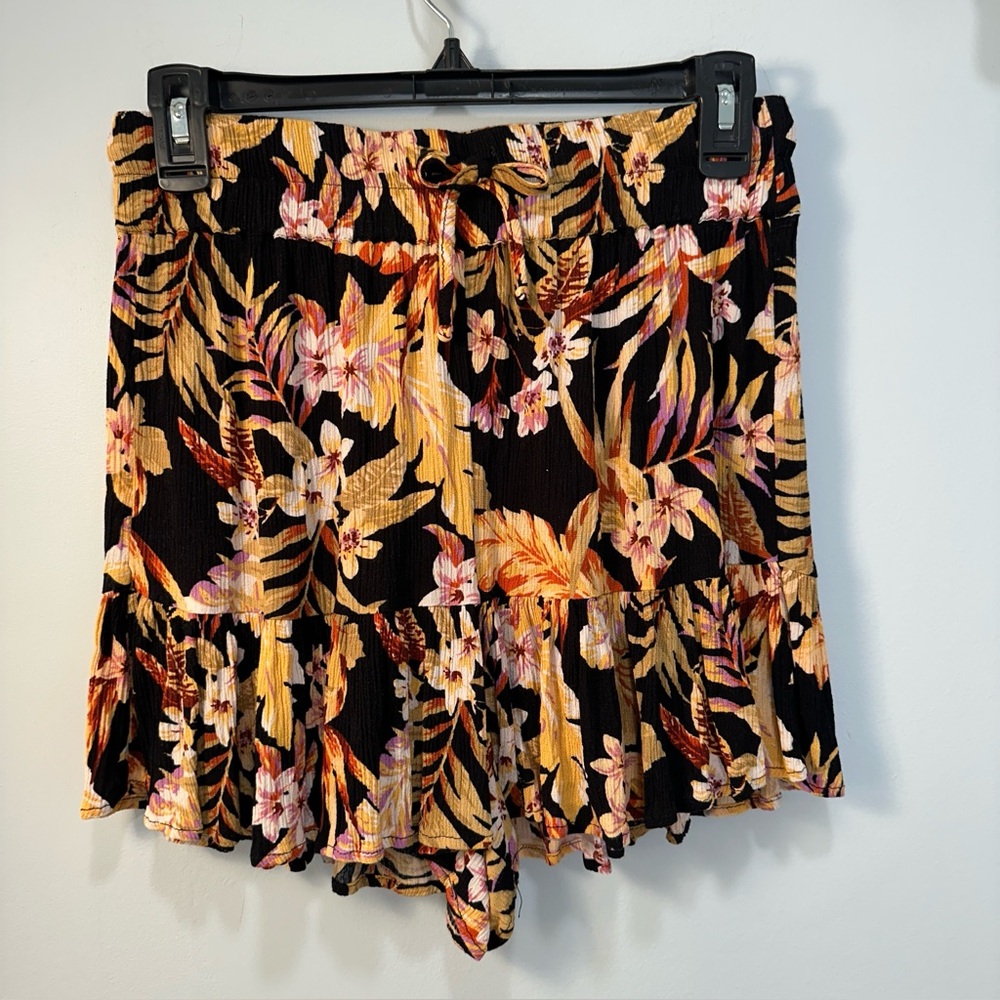 EUC! Rip Curl Women's Skort Shorts Skirt Ruffle Floral Tropical Small Like New